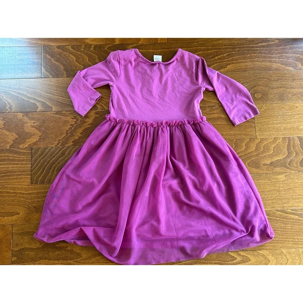 Hanna Andersson Girls Purple Tulle Skirt Long Sleeve Dress Size 10 140cm 64406